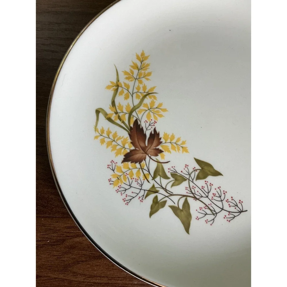 Vintage Taylor Smith and Taylor Gold Leaf Plates Set of 4